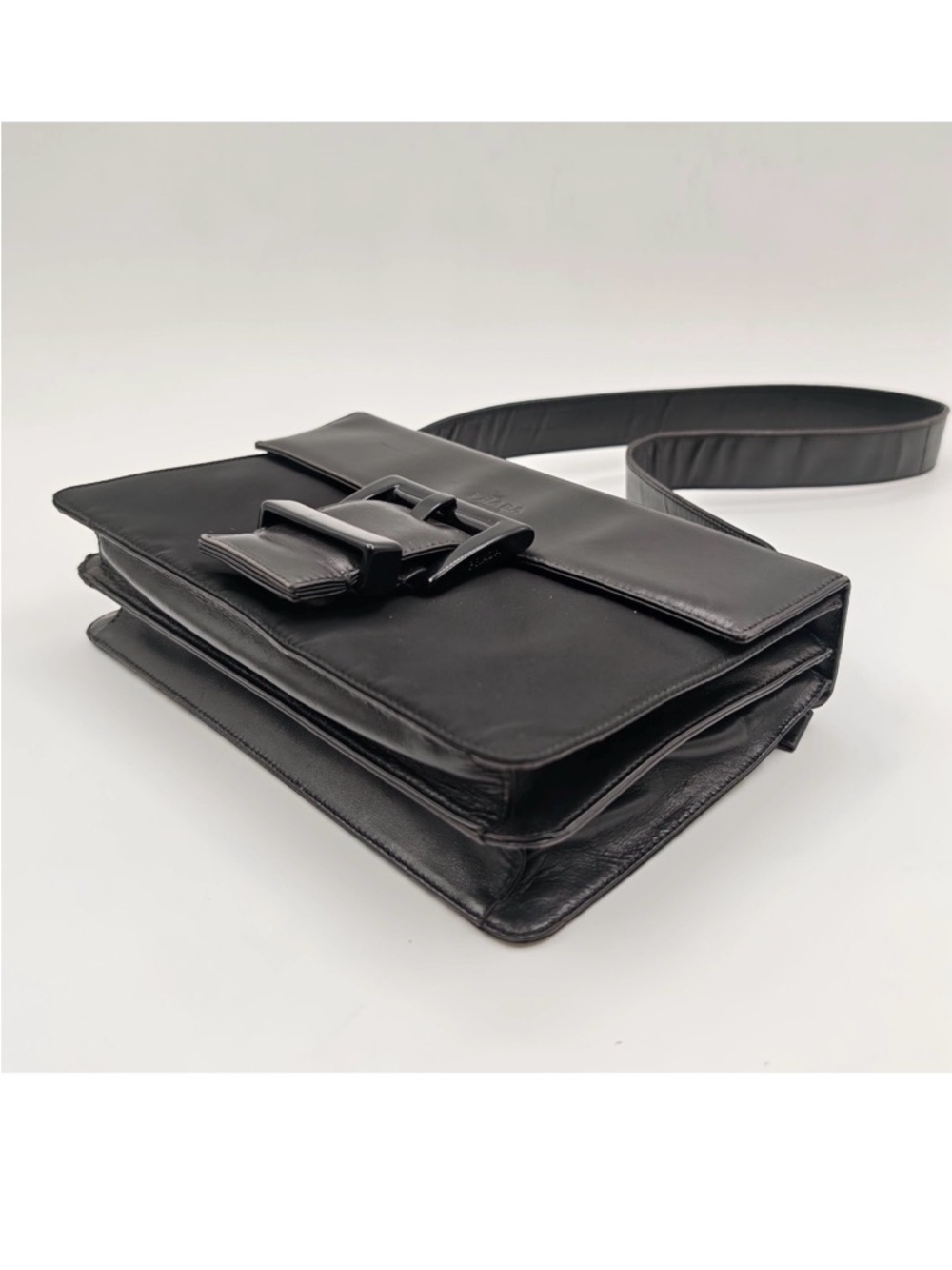 Prada Black Nylon Logo Plaque Shoulder Bag - Picture 9 of 11